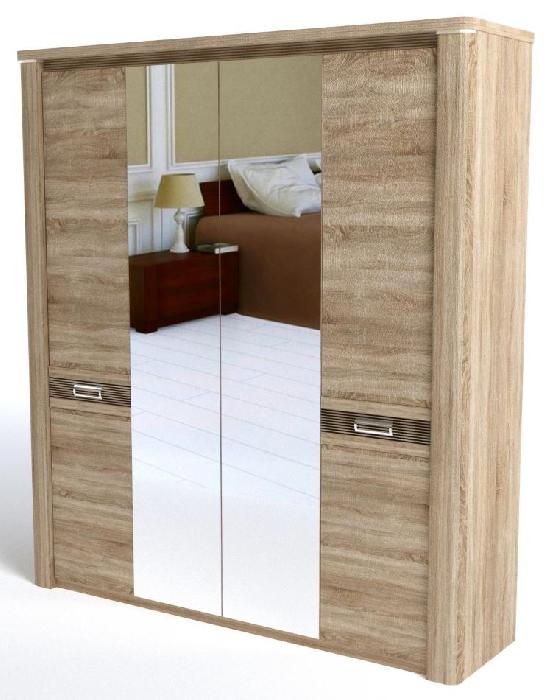 Шкаф Магнолия (205) четырехдверный (дуб бардолино-белая шагрень, дуб бардолино,(СБК)) Шкаф Магнолия (205) четырехдверный (дуб бардолино-белая шагрень, дуб бардолино,(СБК))