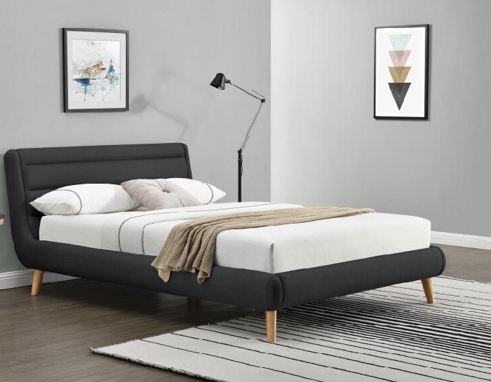 Кровать двуспальная Halmar Elanda (СМ 140х200) c ортопедическим основанием ( 140х200 , дерево/ткань , темно-серый , без подъемного мех. , без ящиков , без матраса (Halmar ) )