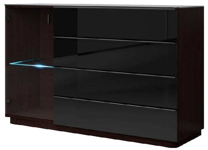 Комод-1D4S typ 47 Togo (венге ламинат-черное (Helvetia) ) Комод-1D4S typ 47 Togo (венге ламинат-черное (Helvetia) )