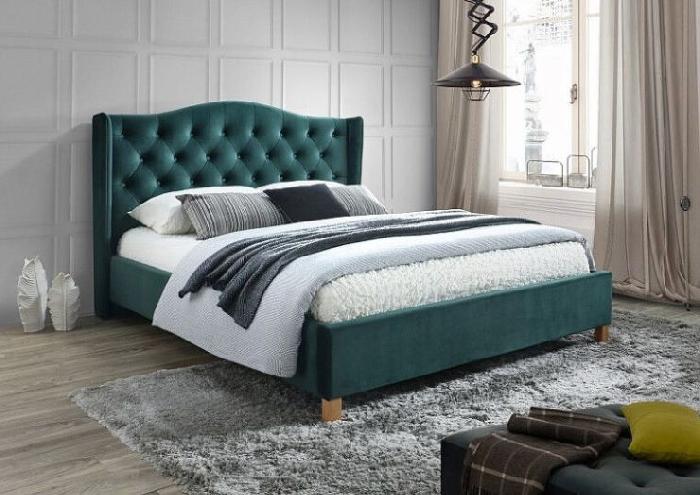 Кровать двуспальная Signal Aspen velvet (СМ 160х200) c ортопедическим основанием ( 160х200 , дерево/ткань , зеленый , без подъемного мех. , без ящиков , без матраса (Signal) ) Кровать двуспальная Signal Aspen velvet (СМ 160х200) c ортопедическим основанием ( 160х200 , дерево/ткань , зеленый , без подъемного мех. , без ящиков , без матраса (Signal) )