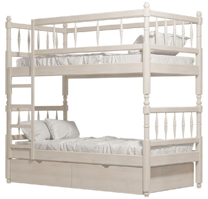 Кровать двухъярусная №2 (СМ 80х190) с основанием ( 80х190 , дерево , выбеленное дерево , без подъемного мех. , ящики в комплекте , без матраса (Фант-мебель) ) Кровать двухъярусная №2 (СМ 80х190) с основанием ( 80х190 , дерево , выбеленное дерево , без подъемного мех. , ящики в комплекте , без матраса (Фант-мебель) )