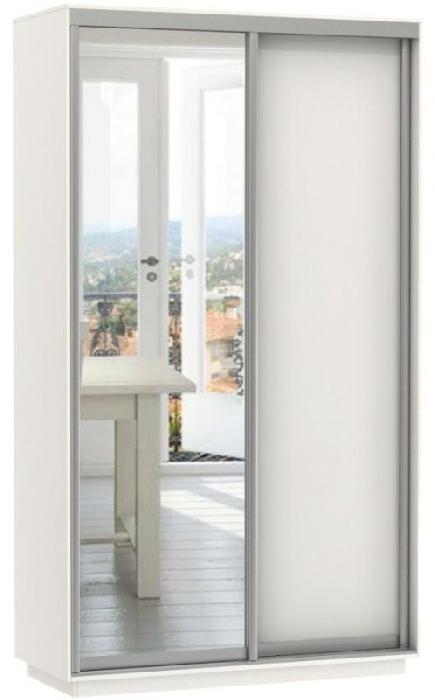 Шкаф-купе Экспресс Дуо Медиум (1,6х0,6х2,4 - 2 двери) (Материал дверей:лдсп-зеркало, цвет дверей:белый снег, цвет каркаса:белый снег (Мебельная компания Е1) )