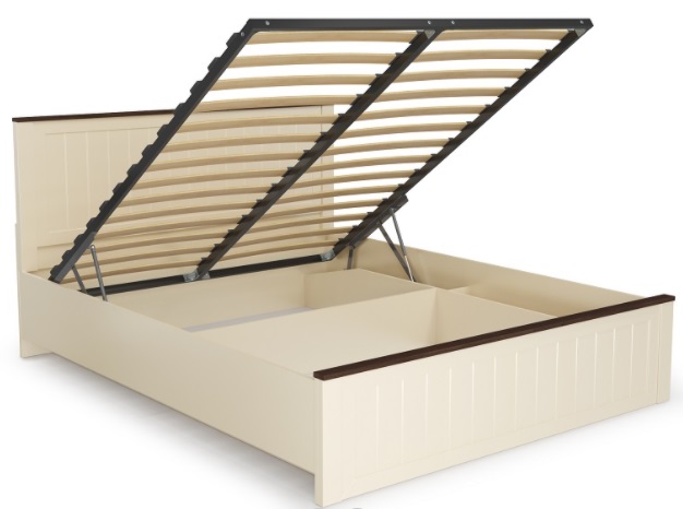 Кровать двуспальная Прованс 37.25-02 (СМ 160х200) с подъемным механизмом ( 160х200 , ЛДСП , бежевый-дуб кальяри , с подъемным мех. , с коробом , без матраса (Олмеко) )