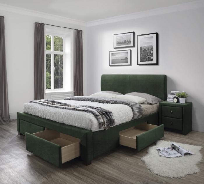 Кровать двуспальная Halmar Modena 3 (СМ 160х200) c ортопедическим основанием ( 160х200 , дерево/ткань , темно-зеленый , без подъемного мех. , ящики в комплекте , без матраса (Halmar ) ) Кровать двуспальная Halmar Modena 3 (СМ 160х200) c ортопедическим основанием ( 160х200 , дерево/ткань , темно-зеленый , без подъемного мех. , ящики в комплекте , без матраса (Halmar ) )