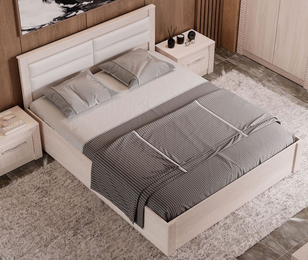 Фото Кровать двуспальная Монако КР-16 (СМ 160х200) с основанием (Мебелони) в Крыму по цене 11 850 ₽ от производителя Мебелони, код товара  шт Фото Кровать двуспальная Монако КР-16 (СМ 160х200) с основанием (Мебелони) от производителя Мебелони в Крыму по цене 11 850 ₽