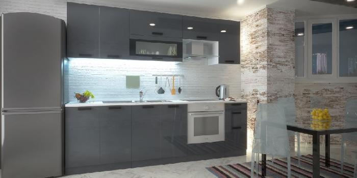 Кухня Аляска шкаф навесной АГ-60 (белый, серый лед глянец,(Леко)) Кухня Аляска шкаф навесной АГ-60 (белый, серый лед глянец,(Леко))